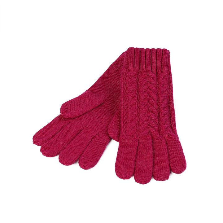 100% Cashmere Ladies Cable Glove Fuchsia - Dunedin Cashmere