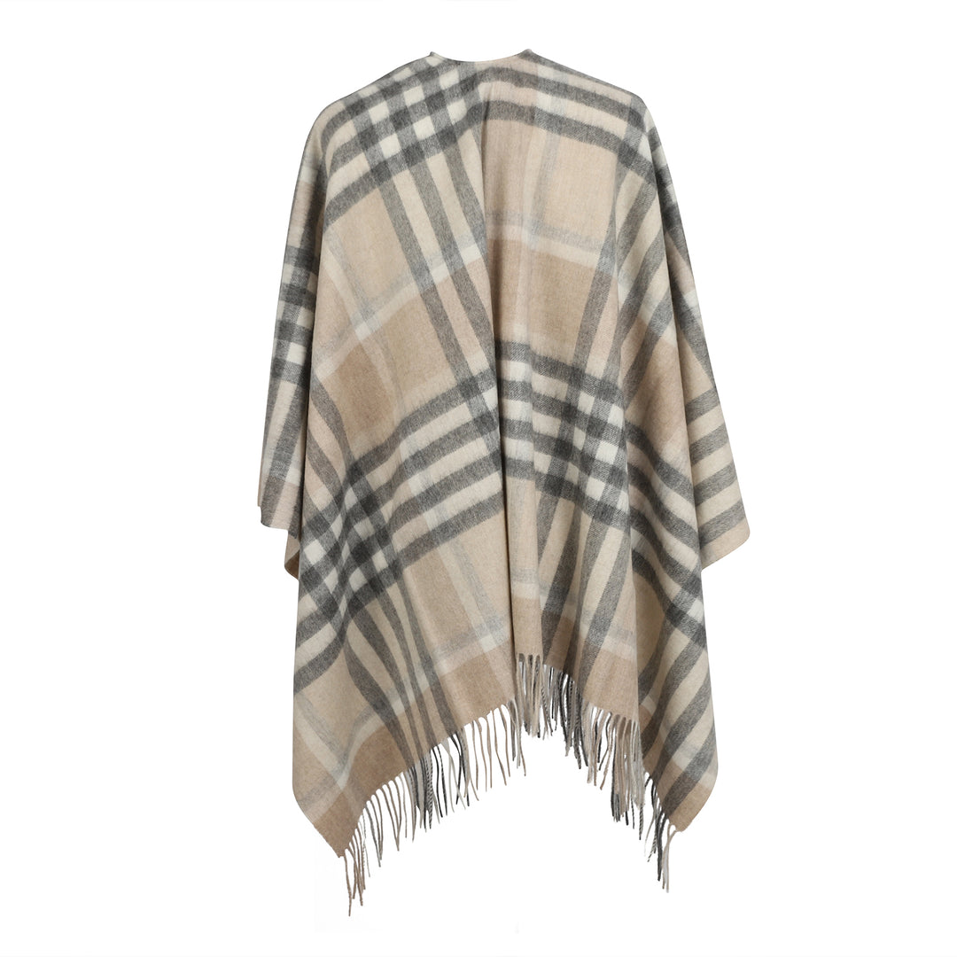 Mini Me Children’s Cape Chequer Tartan 90/10 Cashmere Natural