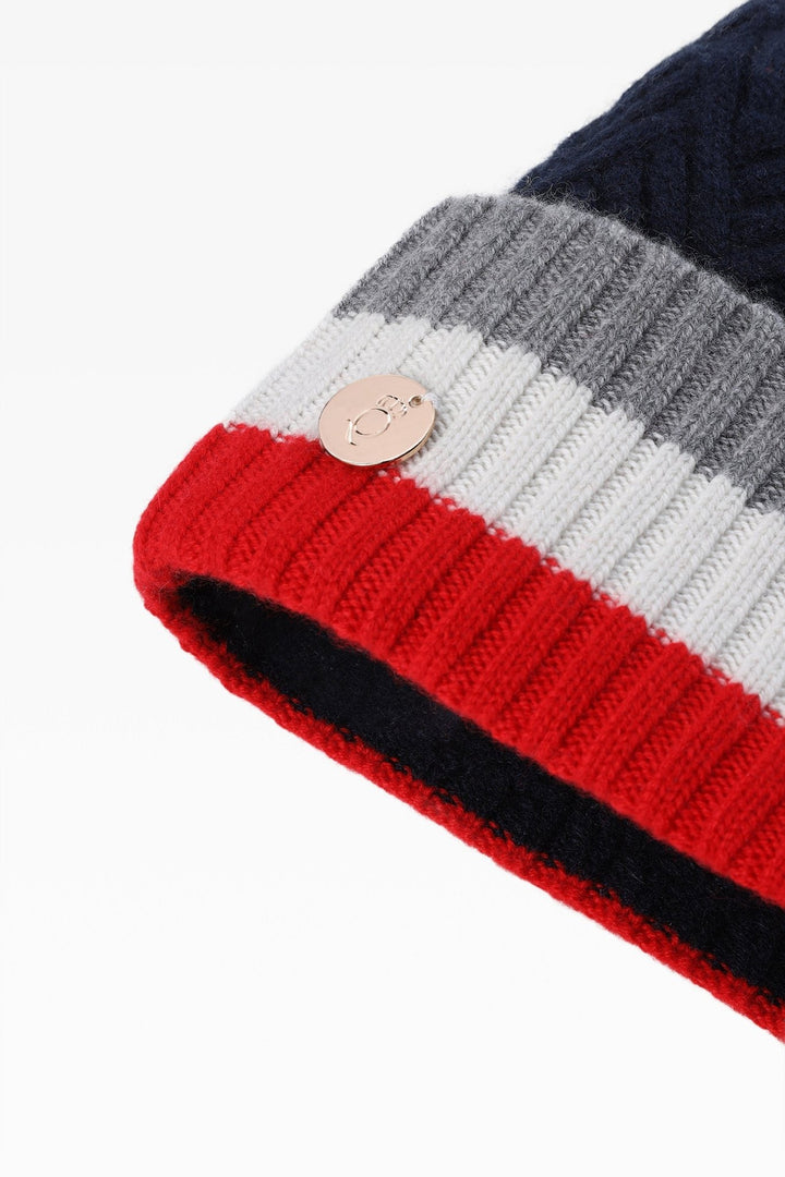 Andie Stripe Pom Hat - Faux Fur - Dunedin Cashmere