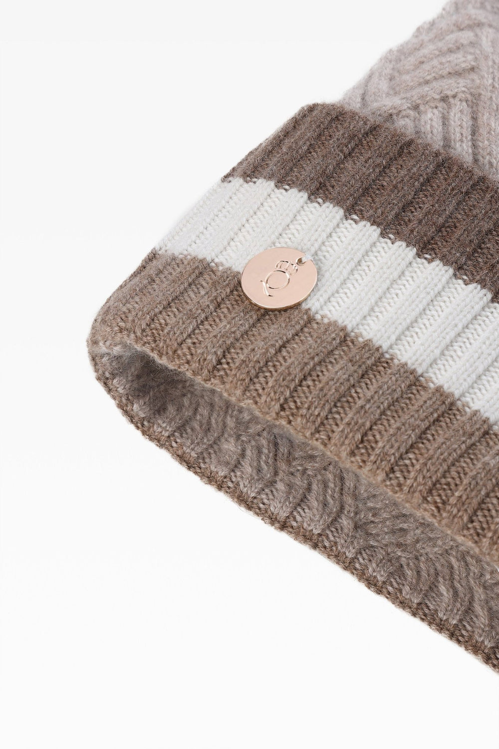 Andie Stripe Pom Hat - Faux Fur - Dunedin Cashmere