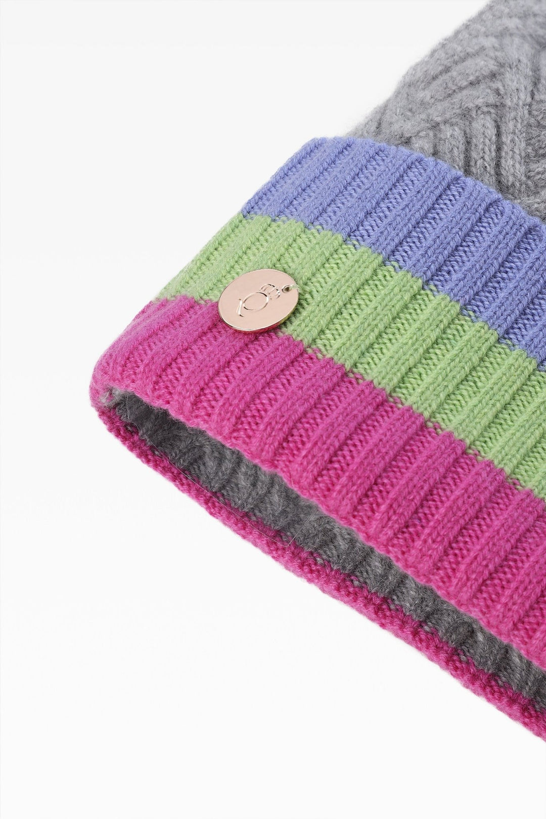 Andie Stripe Pom Hat - Real Fur - Dunedin Cashmere