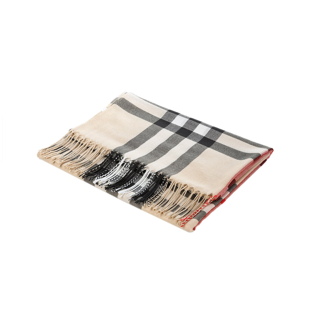 Checke Scarf Beige - Dunedin Cashmere