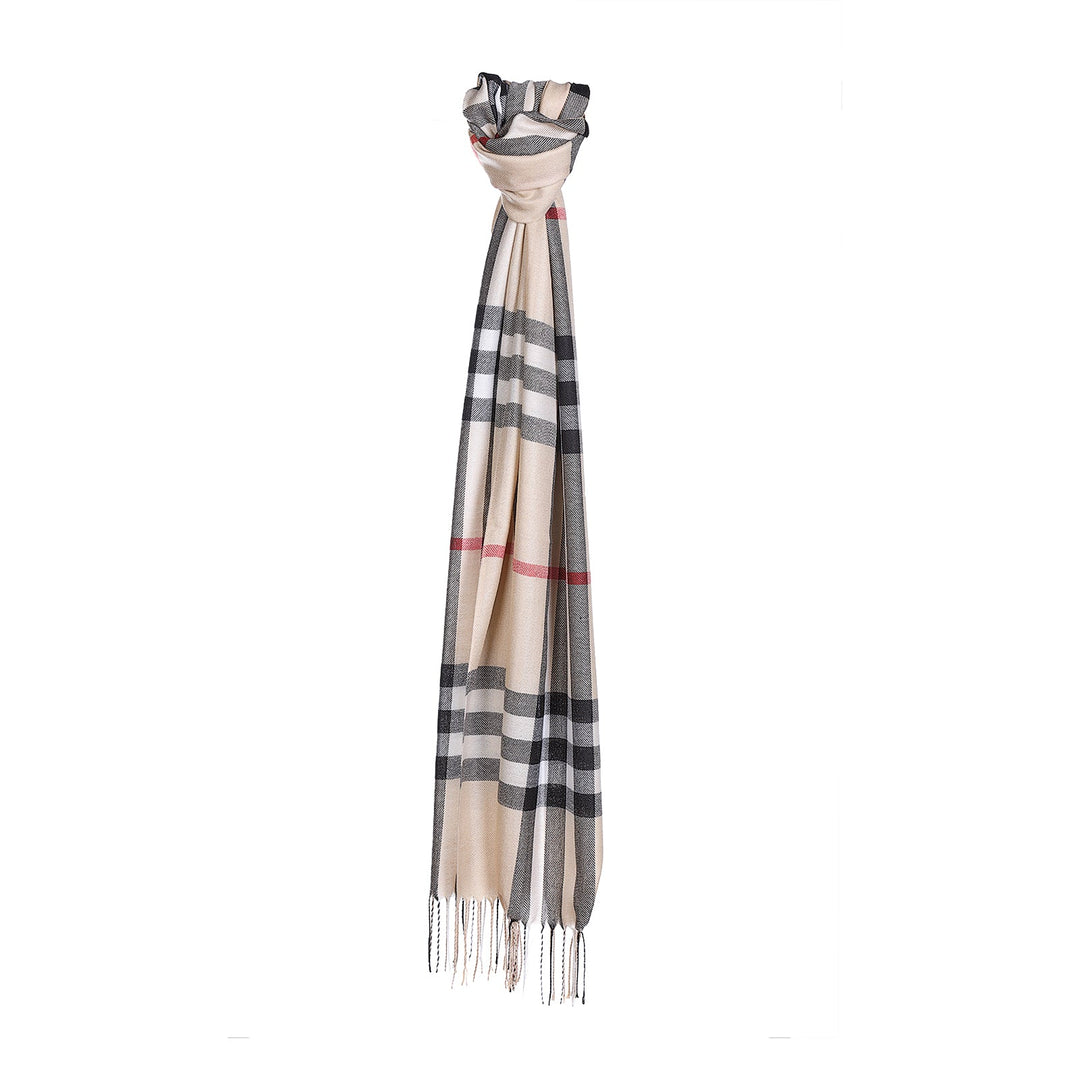 Checke Scarf Beige - Dunedin Cashmere