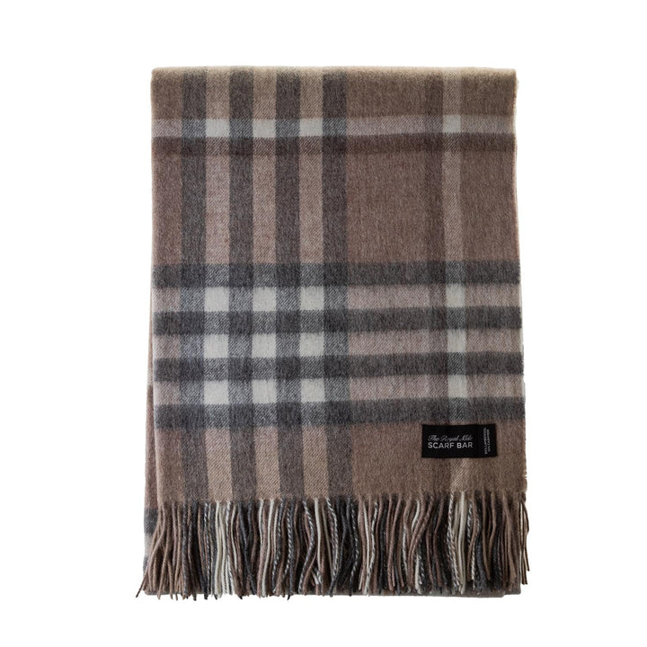 Chequer Cashmere Blend Blanket Camel - Dunedin Cashmere