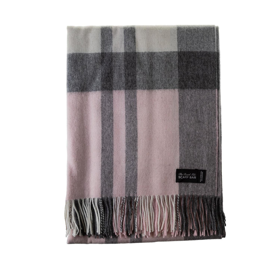 Chequer Cashmere Blend Blanket Exploded Chalk - Dunedin Cashmere