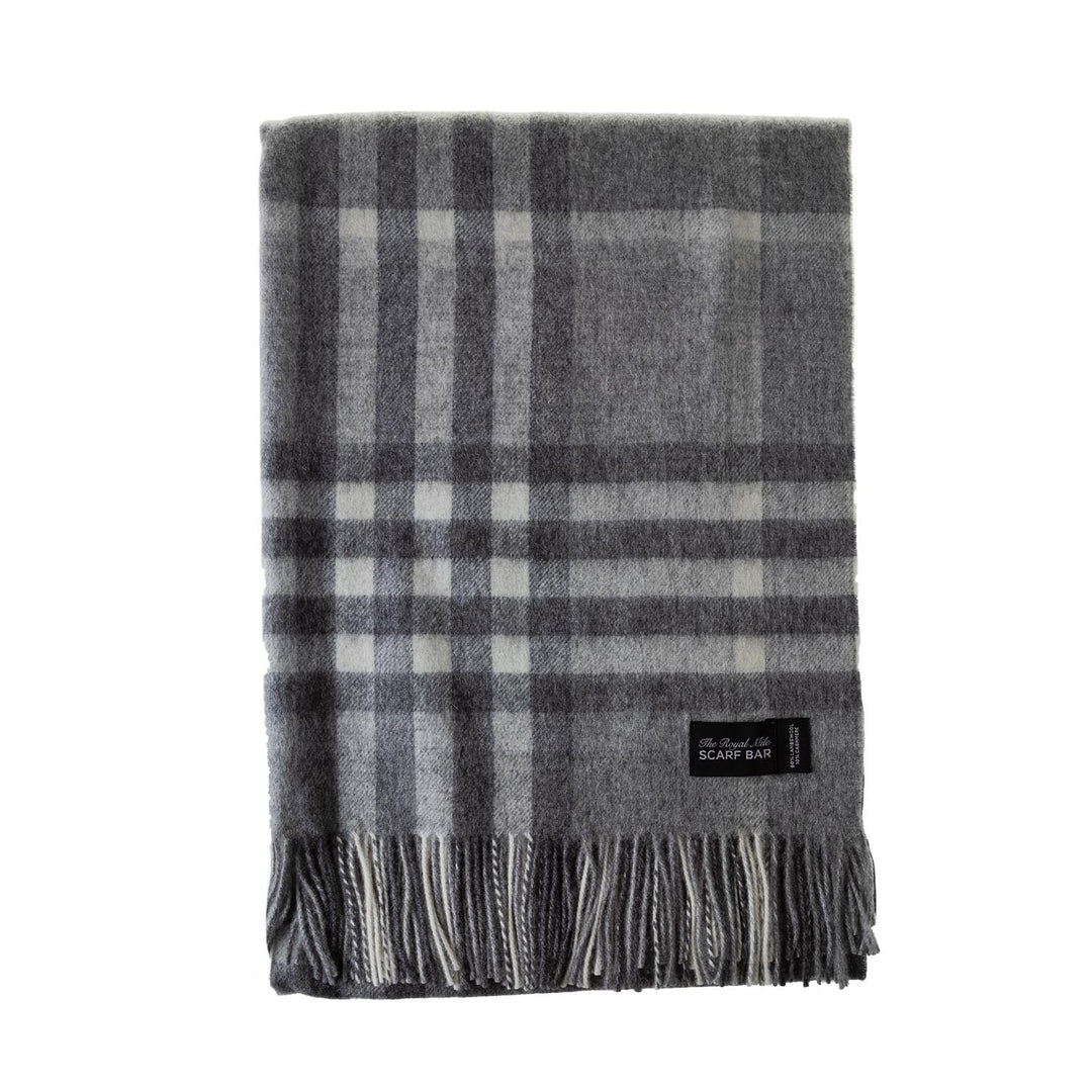 Chequer Cashmere Blend Blanket Grey - Dunedin Cashmere