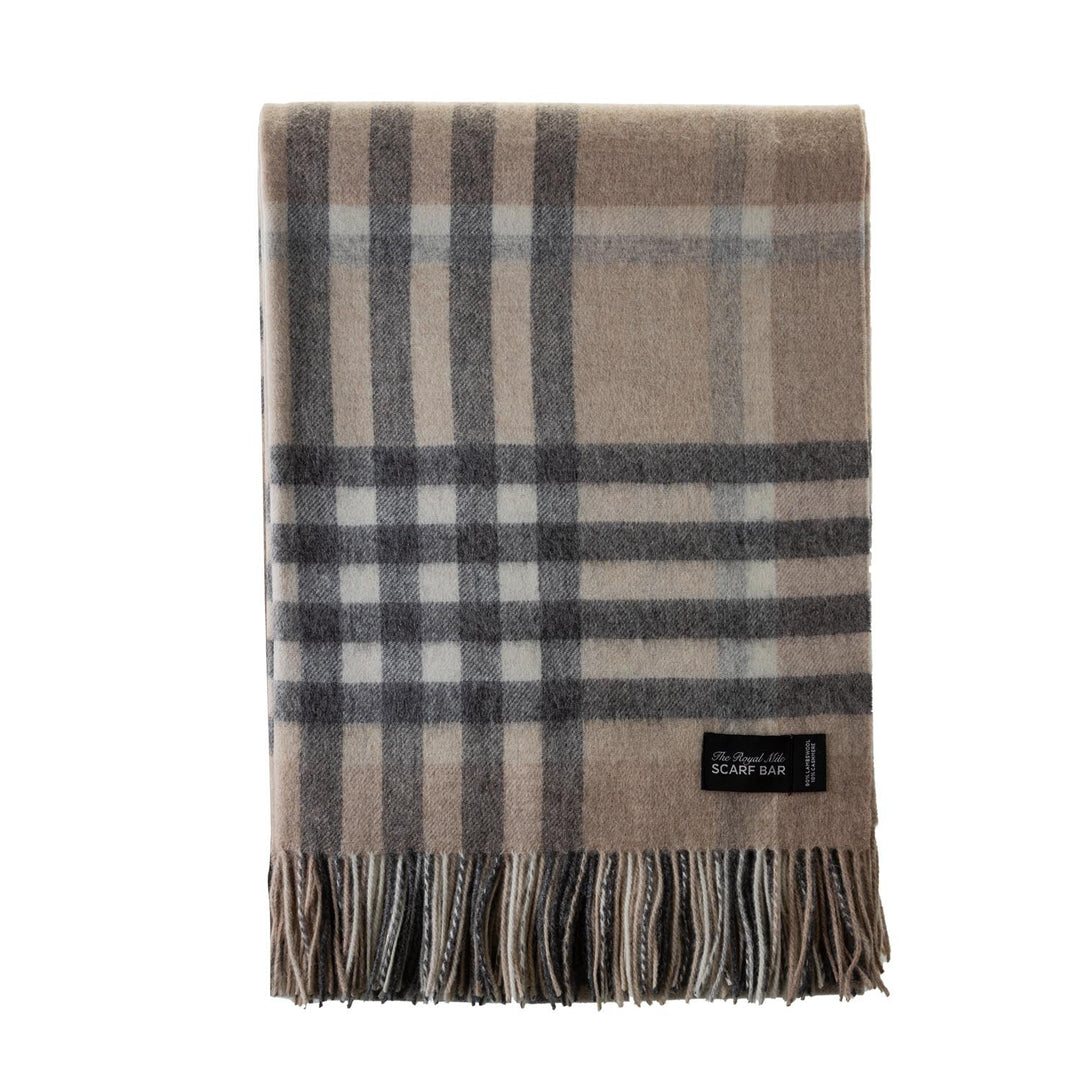 Chequer Cashmere Blend Blanket Natural - Dunedin Cashmere