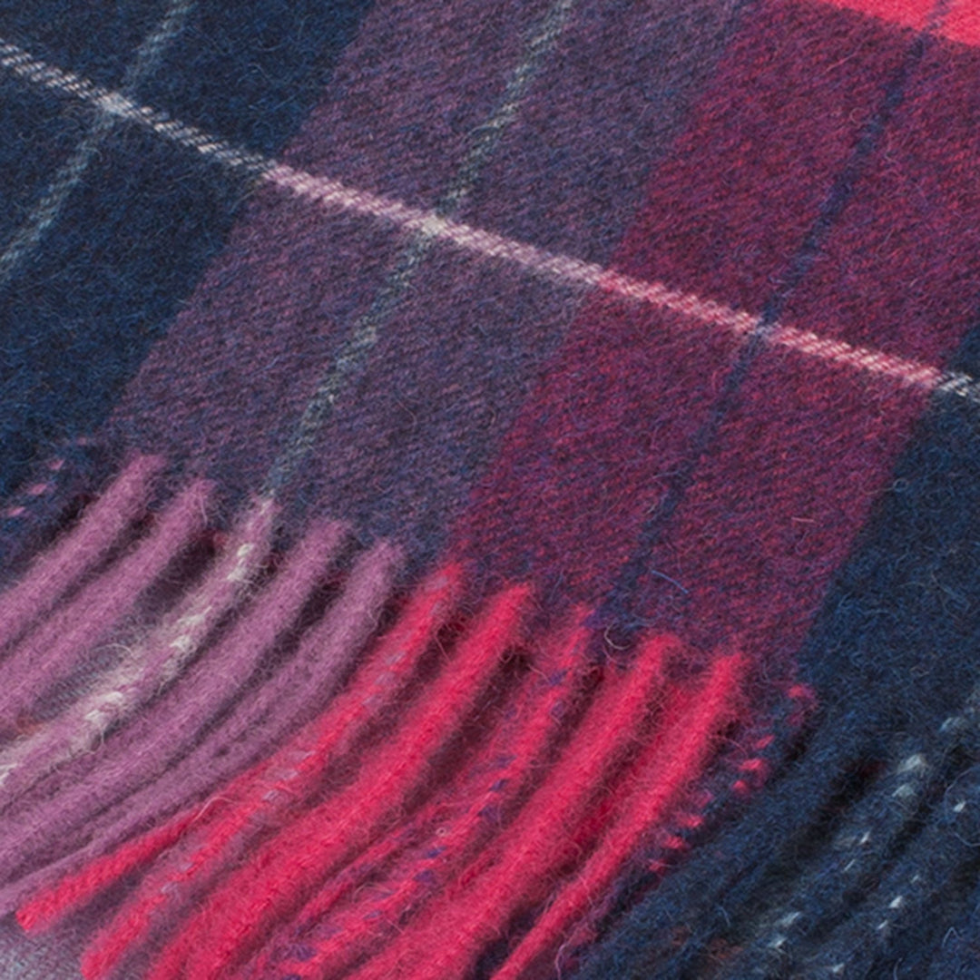 Edinburgh 100% Lambswool Scarf Multi Windowpane - Navy/Pink - Dunedin Cashmere