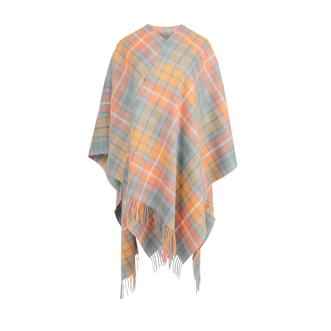 Edinburgh Lambswool Long Tartan Cape Buchanan Antique - Dunedin Cashmere