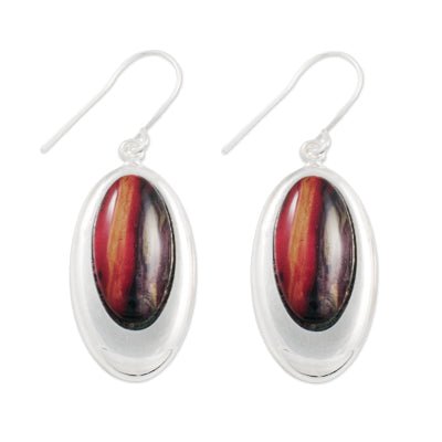 Heathergem Silver Plated Drop Oval Earrings - Dunedin Cashmere