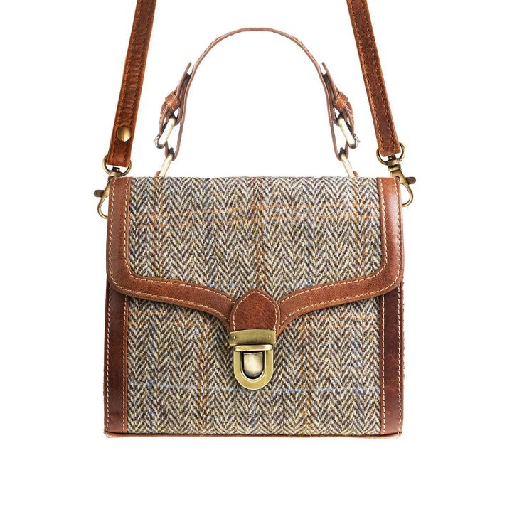 Ht Ladies Handbag Tan & Brown Herringbone / Tan - Dunedin Cashmere