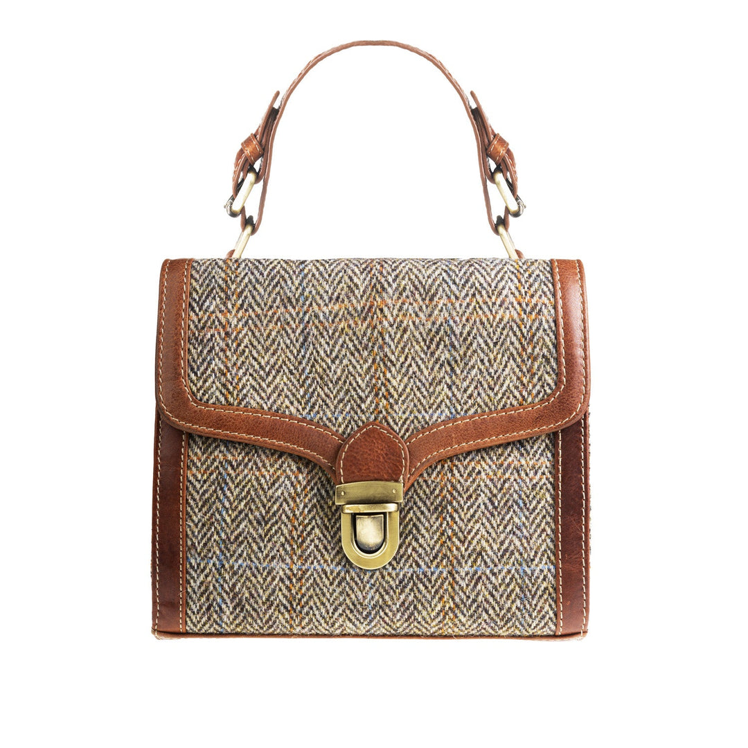 Ht Ladies Handbag Tan & Brown Herringbone / Tan - Dunedin Cashmere