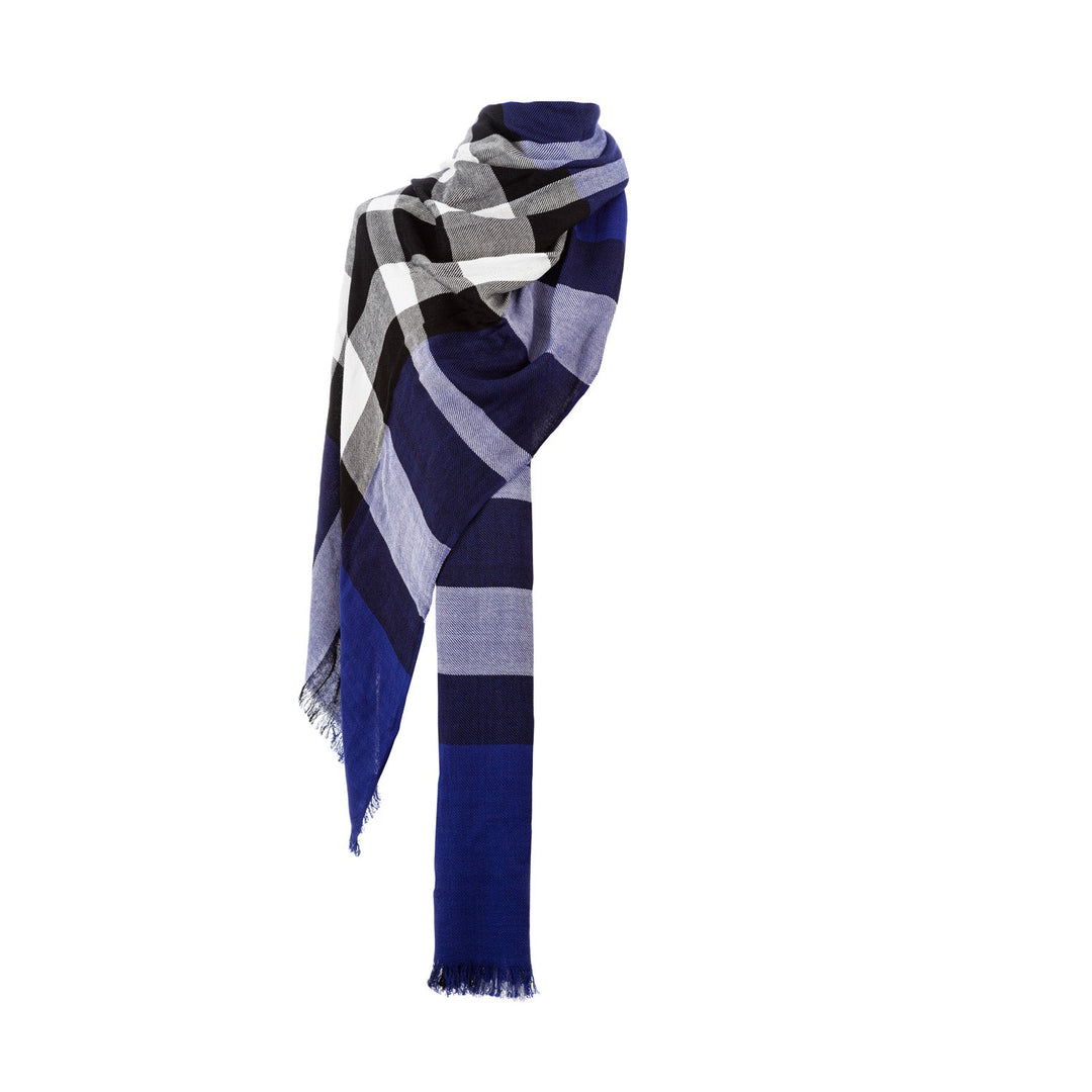 Tartan Stole Exploded Scotty Thomson Lt Blue - Dunedin Cashmere