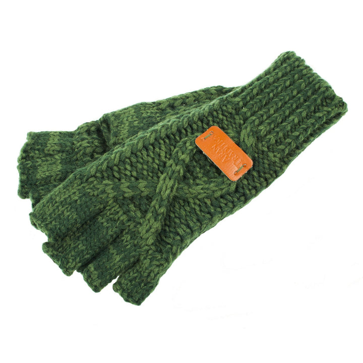 Women's Aran Traditions Cable Fingerles Dark Green - Dunedin Cashmere